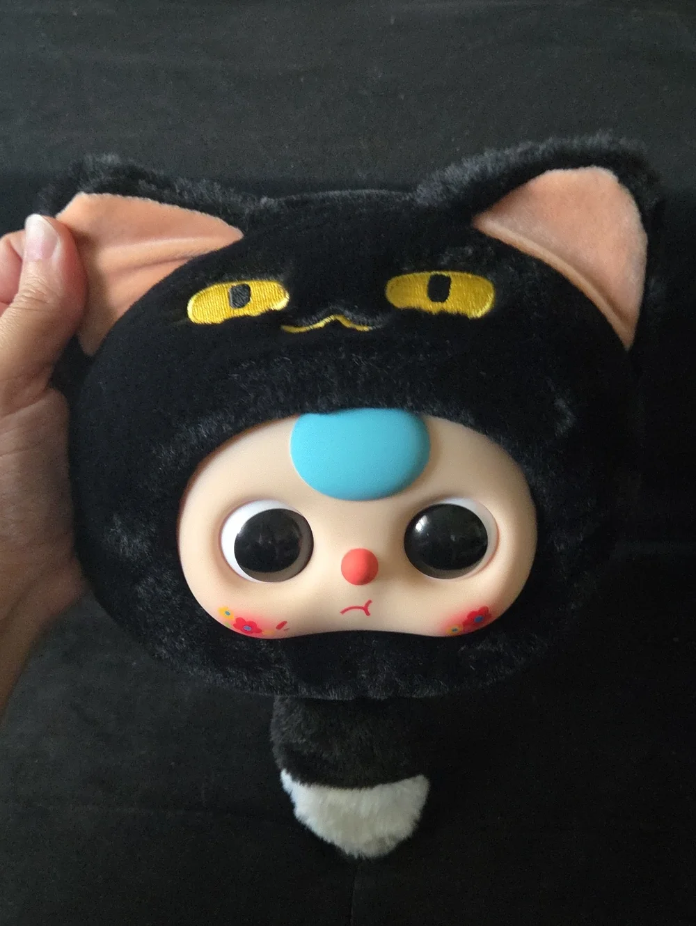 Baby Three Fortune Little Black Cat Zipper Bag